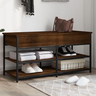 vidaXL Vidaxl - Banco Zapatero Madera De Ingenier&iacute;a Marr&oacute;n Roble 100x42,5x50 Cm