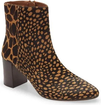 Madewell The Fiona MA450 Boots Womens Brown Leopard Haircalf Bootie JOBB1387
