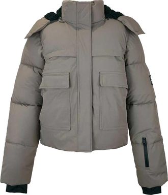 Jack Wills Dames/Dames Cropped Puffer Jacket (Mokka)