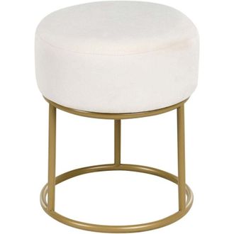 Beliani Footstool Off-White Velvet with Gold Metal Base Glam Modern DELCO