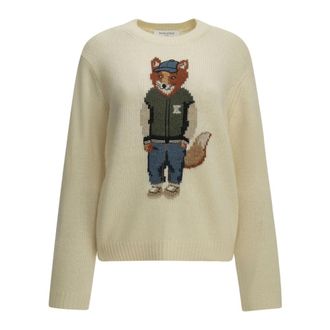 Maison Kitsun&eacute; Textured Knit - Dames - Truien - Beige - Maat: XS