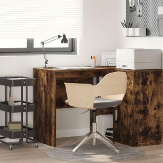 Berkfield Home Writing Desk Smoked Oak Engineered wood Medium Writing Desk in Brown