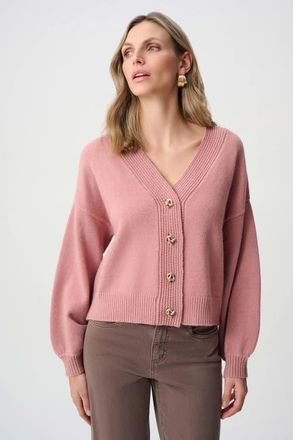 Joseph Ribkoff Brushed Knit V-Neck Boxy Cardigan in Vintage Rose at Nordstrom, Size X-Large