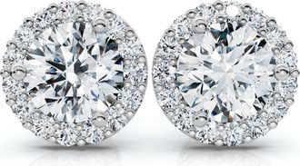 Pompeii3 2 1/2Ct Diamond 14k Gold Lab Grown Halo Earrings