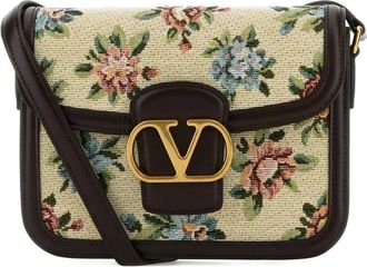 Valentino Garavani Borsa a tracolla in pelle a fiori - Toni neutri