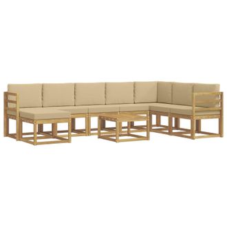 vidaXL Conjunto De Sof&aacute;s De Exterior Con Coj&iacute;n 9 Pcs Y Beige Vidaxl