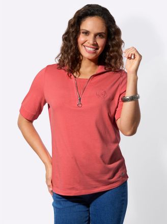 Casual Looks Poloshirt CASUAL LOOKS Poloshirt, Damen, Gr. 36, koralle, 50% Baumwolle, 50% Modal, unifarben, Shirts Poloshirt