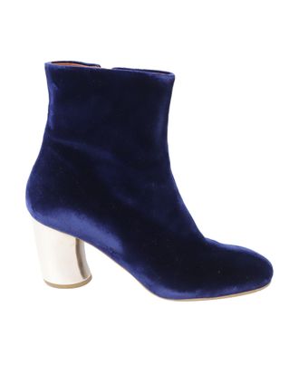 Proenza Schouler Silver Heel Ankle Boots in Blue Velvet