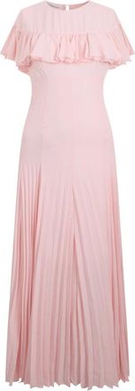 Philosophy di Lorenzo Serafini Kleedjes, Dames, Roze, M, Leer, Lange jurk met geplooide rok