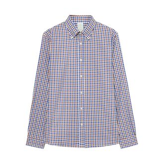 Brooks Brothers Slim Fit Checked Twill Shirt with Button Down Collar - male - Brooks Brothers - Casual Shirts - Blue - M - Shirts