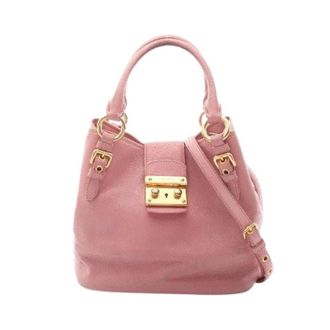 Miu Miu Pre-owned Handbags, female, Pink, Size: ONE SIZE Pre-owned Madras 2way handbag