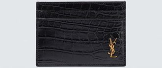 Saint Laurent Croc-effect leather card holder