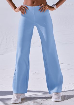 Active By Lascana Sporthose LASCANA ACTIVE, Damen, Gr. XL (48/50), N-Gr, hellblau, Trikot, Obermaterial: 67% Polyester, 28% Modal, 5% Elasthan, unifarben, bequem lang, 