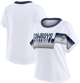 WEAR by Erin Andrews Womens WEAR by Erin Andrews White Dallas Cowboys Cropped Center Stripe Dolman T-Shirt at Nordstrom, Size Xx-Large
