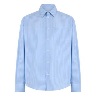 Ami Casual Shirts, male, Blue, Size: S Cotton Striped Shirt