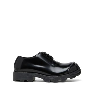 Diesel Laced Shoes, male, Black, Size: 12 US Lace-Up Logo Leather Shoes