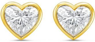 Diana M. Jewels 14KT YELLOW GOLD LAB GROWN heart shape STUDS IN A BEZEL SETTING WEIGHING 6.00 CTS TW