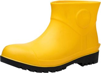Generic Work Rain Boots for Men, Shock and Puncture Resistant for Industrial and Mining, Oil and Alkali Resistant, White Water Shoes, Tube, No Fleece Lining, 