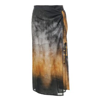 Souvenir Midi Skirts, female, Multicolor, Size: M Long Printed Wrap Midi Skirt