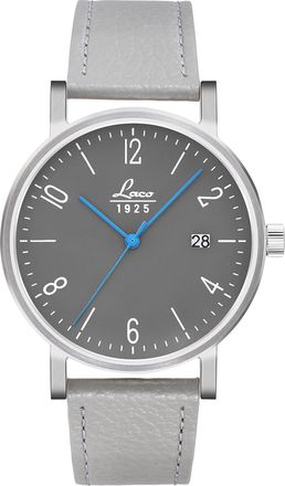 Laco Mens Mens Automatic Mechanical Watch with Date,Classic Series,862066N - Grey Leather - One Size