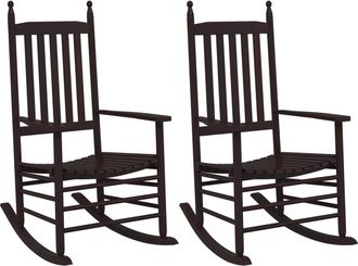 vidaXL Mecedoras Con Asiento Curvo 2 Uds Madera &Aacute;lamo Maciza Marr&oacute;n Vidaxl