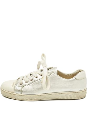 Prada leather cap-toe sneakers - Silver