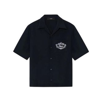 Amiri Short Sleeve Shirts, male, Black, Size: 3XL Short Sleeve Camp Collar Shirt