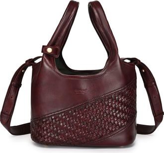OLD TREND Lily Small Handwoven Everyday Leather Tote in Burgundy at Nordstrom
