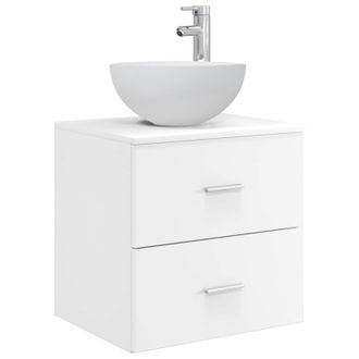 vidaXL Vanidad De Lavabo Montada En La Pared Blanco 49,5 X 35 X 63 Cm Vidaxl