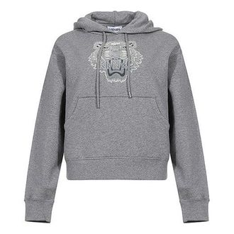 Kenzo (WMNS) KENZO Tiger Flock Tiger Head Loose Hoodie Gray FA62SW7804XG-94