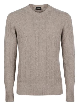 Drumohr roundneck braided sweater - Beige