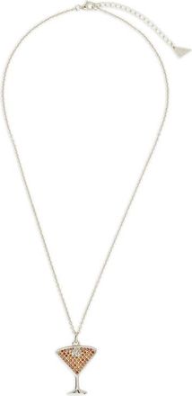 Sterling Forever Pav&eacute; Cubic Zirconia Espresso Martini Pendant Necklace in Silver at Nordstrom