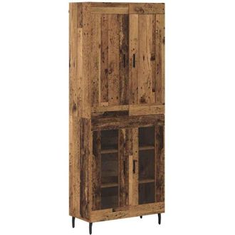 vidaXL Highboard 2 pcs Old Wood Engineered Wood and Glass vidaXL