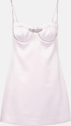 Self Portrait Embellished satin minidress