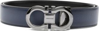 Ferragamo Navy Blue Logo Buckle Solid Belt