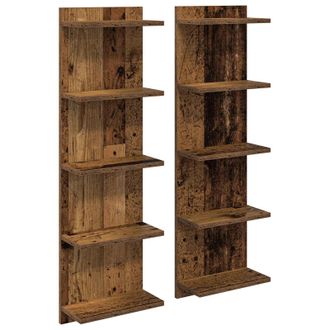 vidaXL Estante De Pared 2 Uds. Madera Envejecida 30 X 15 X 100 Cm Vidaxl