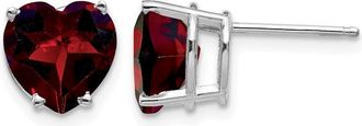 Diamond2Deal 14k White Gold 8mm Heart Garnet earring