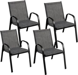 Costway Costway - Set Di 2/4 Sedie Per Esterni Con Tessuto Traspirante, Sedie Ergonimiche Ed Impilabile Per Risparmiare Spazio, Per Giardino, Cortile E Balcon