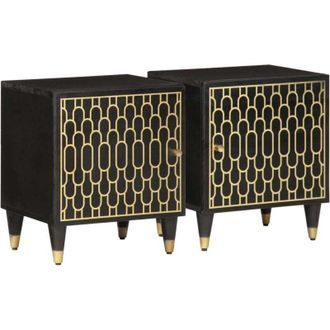vidaXL Comodini 2pz 40x33x46 cm in Legno Massello di Mango vidaXL