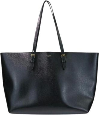 Saint Laurent Pre-owned Tote Bags, female, Black, Size: ONE SIZE Pre-owned East West Leather Tote Bag