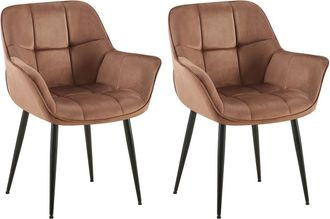 Clp Set De 2 Silla de comedor con reposabrazos en Terciopelo Marrón
