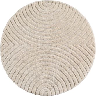 Nazar Rugs Alfombra de relieves geom&eacute;tricos crema redonda - d200 cm