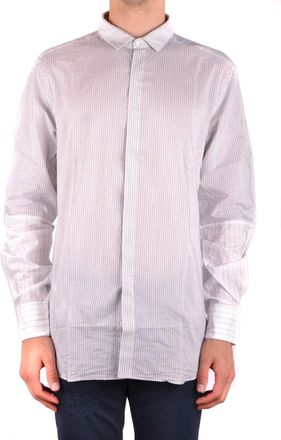 Neil Barrett Mens Striped Long Sleeve Shirt - White Cotton - Size EU 40 (Mens)