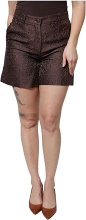 Dolce & Gabbana Korte Broeken, Dames, Bruin, XS, Floral Brocade Mini Shorts