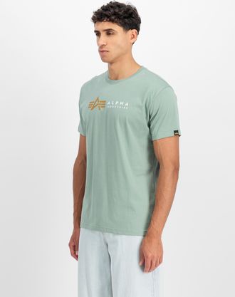 Alpha Industries Kurzarmshirt ALPHA INDUSTRIES Alpha Label T, Herren, Gr. XXL, frost gr&uuml;n, Single Jersey, Obermaterial: 100% Baumwolle, bedruckt, regular fit normal, R