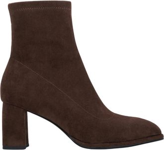 Estro & Luminara Velours enkellaarsjes met stabiele blokhak - Dames - Laarzen met Hak - Bruin - 40 EU - Schoenen