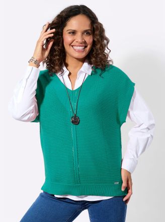 Casual Looks Pullunder CASUAL LOOKS Pullunder, Damen, Gr. 36, smaragd, 100% Baumwolle, unifarben, Pullover Pullunder