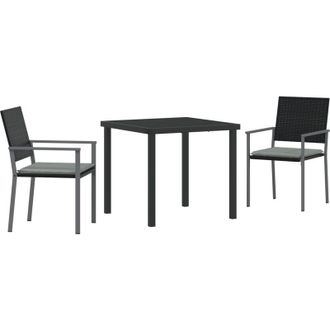 vidaXL Conjunto De Comedor De Jard&iacute;n 3 Pcs Negro Polirat&aacute;n Vidaxl