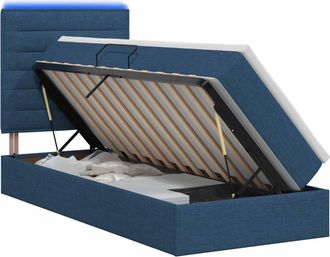 vidaXL Cama De Almacenamiento Led Con Colch&oacute;n Azul 90 X 190 Cm Tela Vidaxl