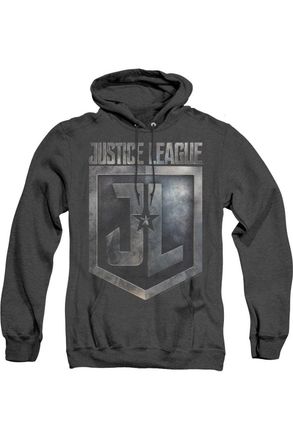 Gildan Justice League Movie Shield Logo Adult Heather Hoodie / Hooded Sweatshirt